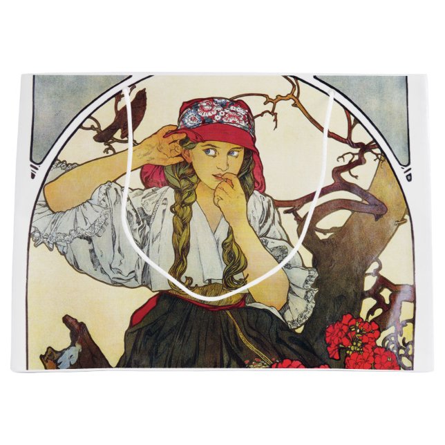 Flicka och pelargon, Mucha (Framsidan)
