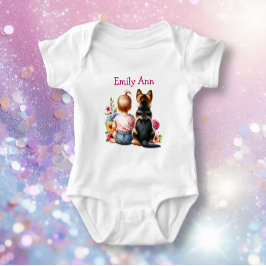 Flicka och Personligen Shepherd  T Shirt