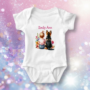 Flicka och Personligen Shepherd  T Shirt