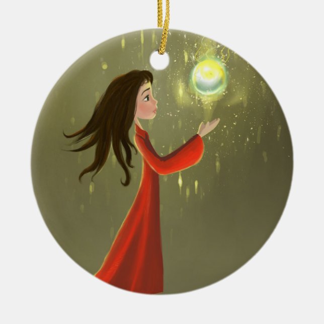 flicka- och solprydnad julgransprydnad keramik (Framsidan)