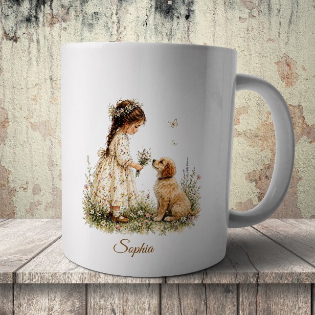 Flicka och valp kaffemugg (Skapare uppladdad)