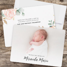 Flicka Overlay Text Newborn Photo Blommigt Rosa