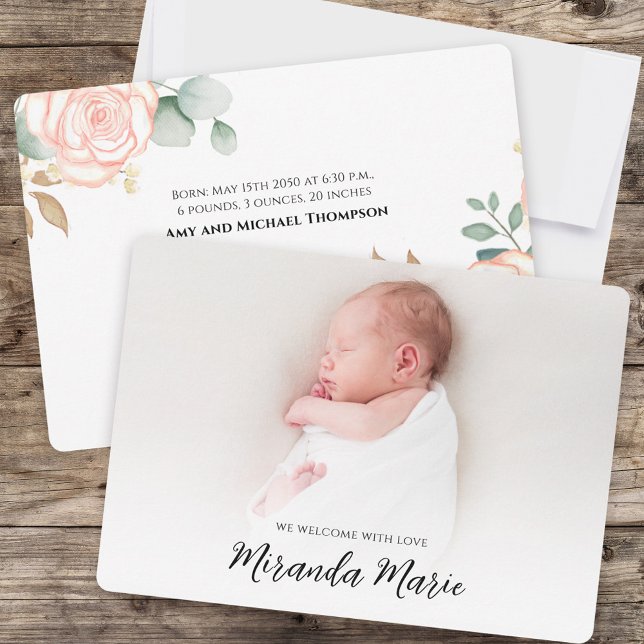 Flicka Overlay Text Newborn Photo Blommigt Rosa (Skapare uppladdad)