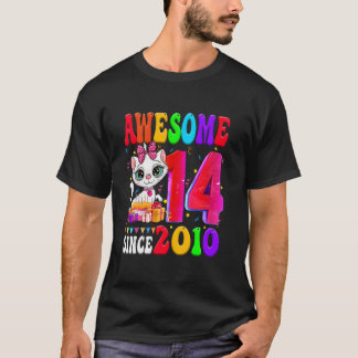 Flicka på 14-årsfest Söt katt 14 år Grym T Shirt
