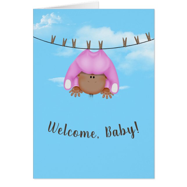 Flicka på Clothesline Hälsningskort (Framsidan)