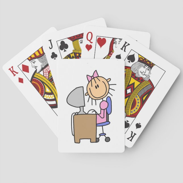 Flicka på dator spel kort (Baksidan)