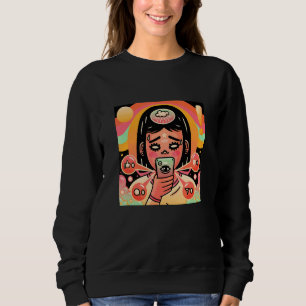 Flicka på en social medieillustration grafisk desi t shirt