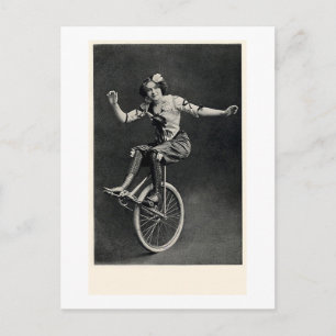 Flicka på enhjuling vykort