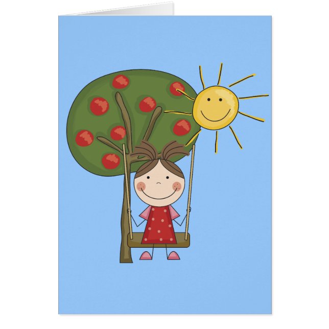 Flicka på gungaT-tröja och gåvor Hälsningskort (Framsidan)