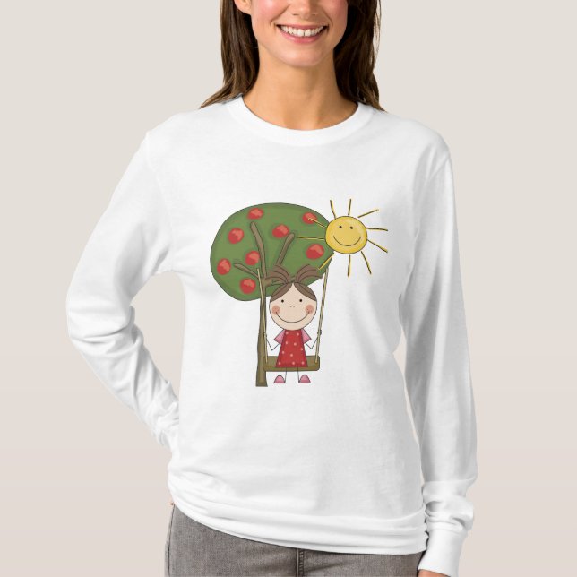 Flicka på gungaT-tröja och gåvor Tee (Framsida)