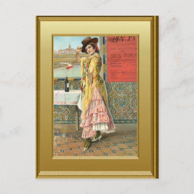 Flicka på nattklubb vykort (Framsida)