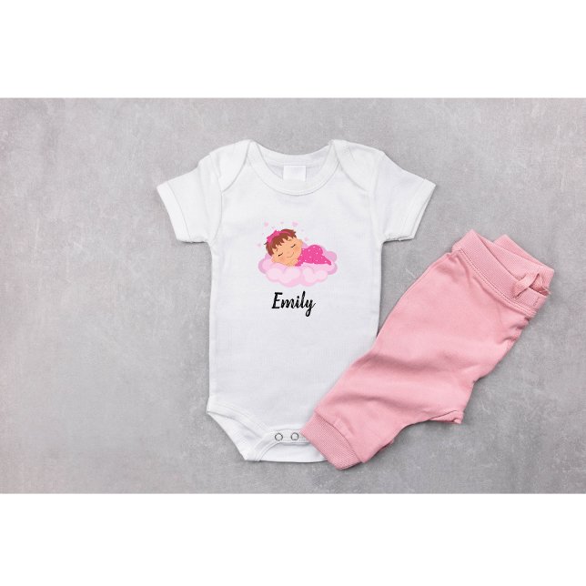 Flicka på Rosa Clouds Baby Bodykostym T Shirt (Skapare uppladdad)