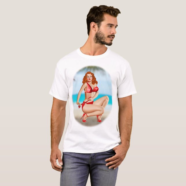 Flicka på strand t-shirt (Hel framsida)