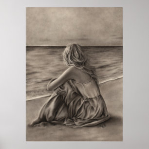 Flicka på strandaffischen poster