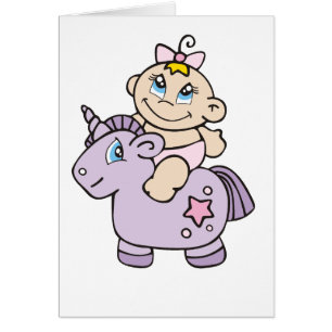 Flicka på Unicorn Hälsningskort