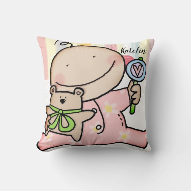 Flicka Pastel Rand Dekorativ kudde (Framsida)