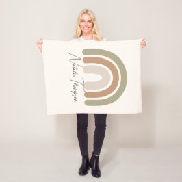 Flicka pastellfärgat regnbåge, monogram rosa fleecefilt