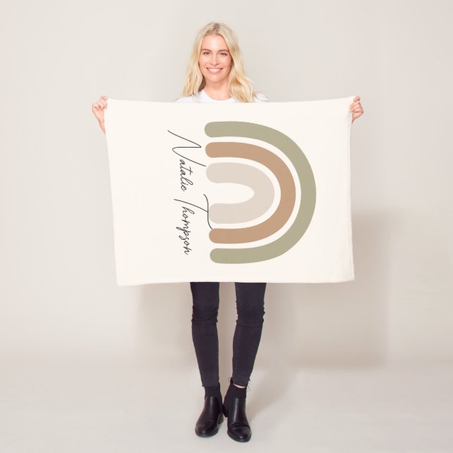 Flicka pastellfärgat regnbåge, monogram rosa fleecefilt (På plats)