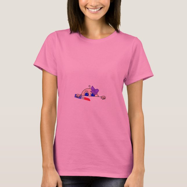 Flicka Peeking Moderskap Tee Shirt (Framsida)