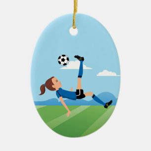 Flicka personlig för fotbollspelare julgransprydnad keramik
