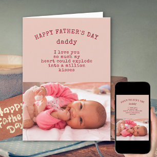 Flicka Photo and Cute Wording Lycklig Fars dag Kort