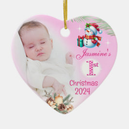 Flicka Photo First Dekoration rosa