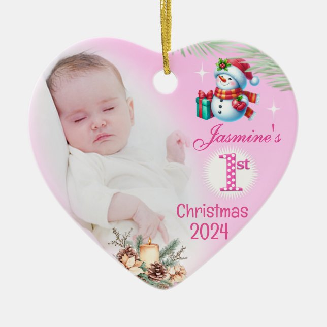 Flicka Photo First Dekoration rosa  (Framsidan)