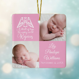 Flicka Photo Rejoice Angel Cute Rosa jul Julgransprydnad Keramik
