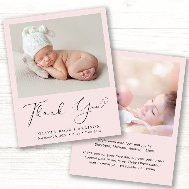 Flicka Photo Rosa Tack Birth Notice (Skapare uppladdad)
