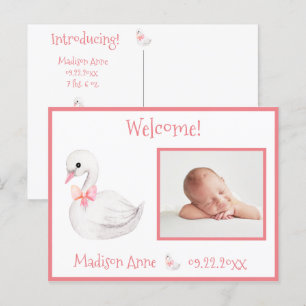 Flicka Photo Rosa Typography Namn Stats Meddelande Vykort