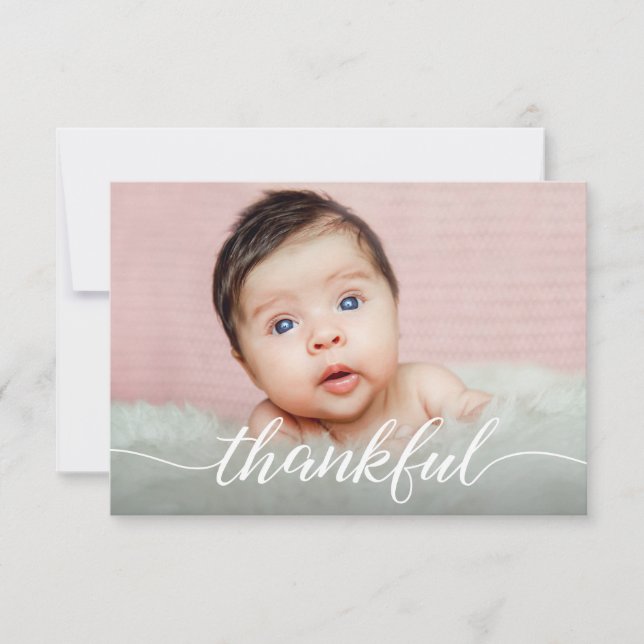 Flicka Photos Rosa Thankful Baby dusch Inbjudningar (Framsida)