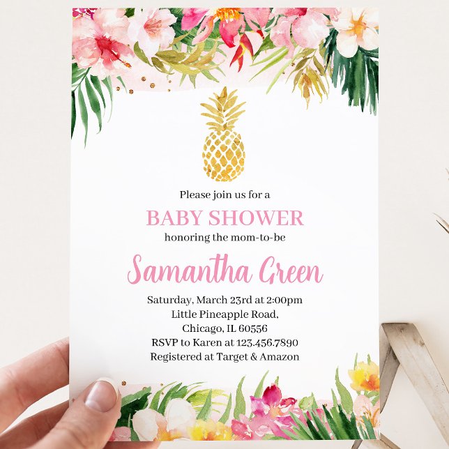 Flicka Pineapple Baby Shower Inbjudningar (Skapare uppladdad)