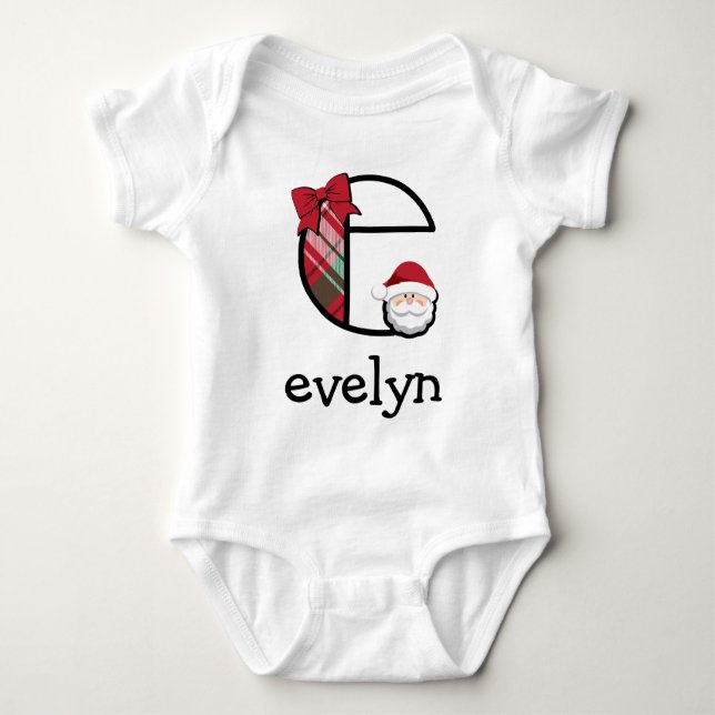 Flicka Plade jultomten Jul Bodykostdräkt inledning T-shirt (Framsida)