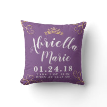 Flicka Princess Birth Stats Pillow