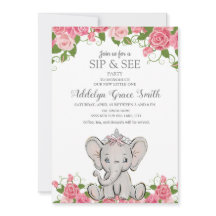 Flicka Prinsessa Tiara Elefant Rosa Blommig Sips &