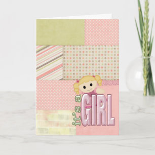 Flicka Quilt och Doll Kort