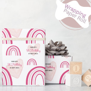 Flicka Rainbows och Hearts (Shock rosa) Presentpapper