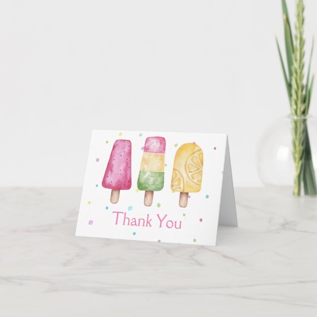 Flicka redo att poppa sommar baby shower tack kort (Framsida)