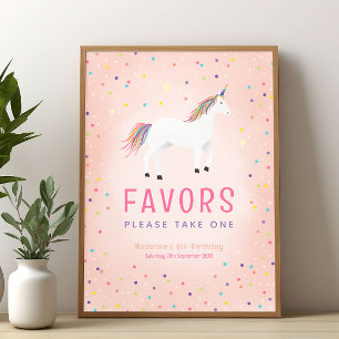 Flicka Regnbåge Enhörning Födelsedags Favorit Skyl Poster