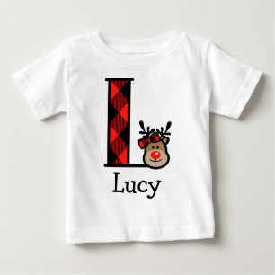 Flicka Reindeer Julafton Plade Bodykostdräkt initi Tee