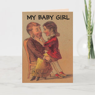 FLICKA ROMANTIC RETRO FÖDELSEDAGSKORT KORT