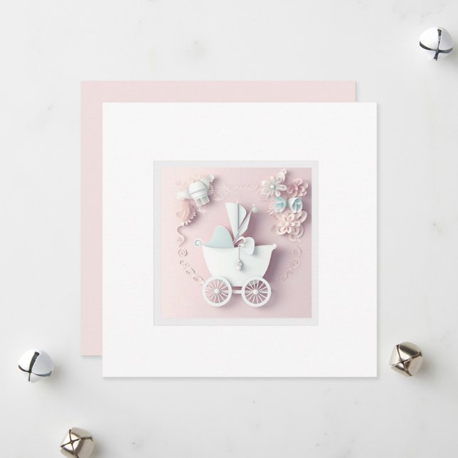 Flicka Rosa 3d-effekt Julkort (Fram/Back In Situ)