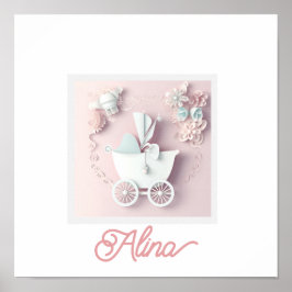 Flicka Rosa 3d-effekt Poster