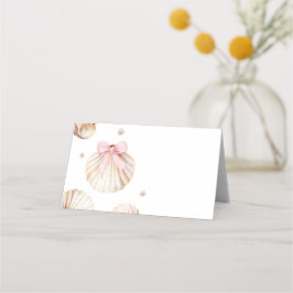 Flicka Rosa Båge Skal Baby Shower Tältkort Tidsbeställning Kort