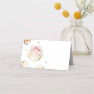 Flicka Rosa Båge Skal Baby Shower Tältkort Tidsbeställning Kort