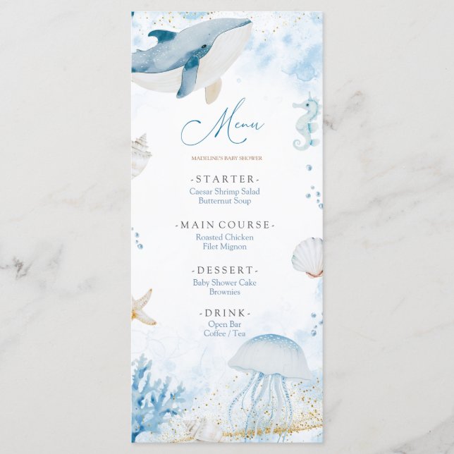 Flicka Rosa Båge Skal Babyfirande Platt Meny (Framsida)