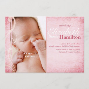 Flicka Rosa Birth Notice Meddelande