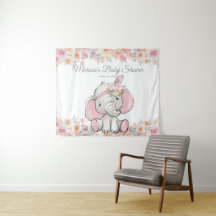 Flicka Rosa Boho Elefant Baby Shower M Bakgrund