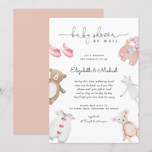 Flicka Rosa Boho Watercolor Baby Shower by Mail Inbjudningar