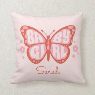 Flicka Rosa Butterfly Baby Shower Baby Kudde